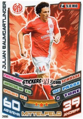 Sticker Julian Baumgartlinger - German Fussball Bundesliga 2013-2014. Match Attax - Topps