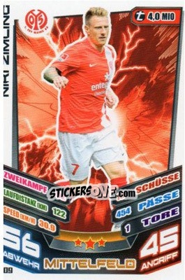 Sticker Niki Zimling - German Fussball Bundesliga 2013-2014. Match Attax - Topps