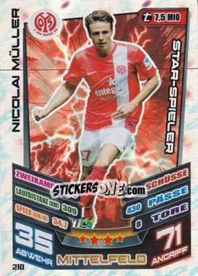 Sticker Nicolai Müller - German Fussball Bundesliga 2013-2014. Match Attax - Topps