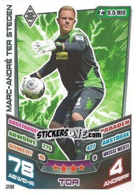 Cromo Marc-André ter Stegen - German Fussball Bundesliga 2013-2014. Match Attax n. 218 - Topps