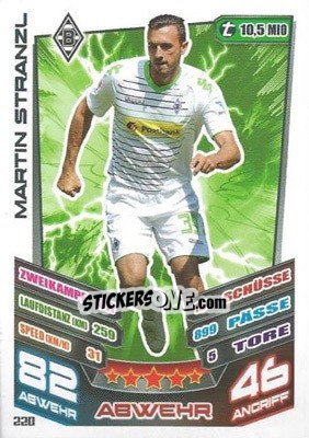 Sticker Martin Stranzl - German Fussball Bundesliga 2013-2014. Match Attax - Topps