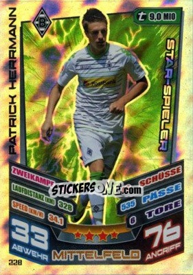 Cromo Patrick Herrmann - German Fussball Bundesliga 2013-2014. Match Attax - Topps