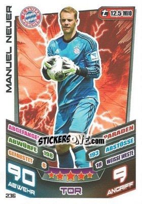 Sticker Manuel Neuer - German Fussball Bundesliga 2013-2014. Match Attax n. 236 - Topps