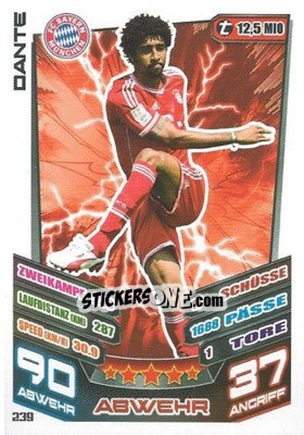 Sticker Dante - German Fussball Bundesliga 2013-2014. Match Attax - Topps