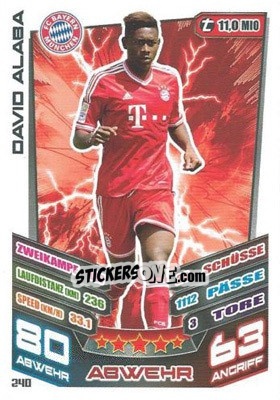 Sticker David Alaba - German Fussball Bundesliga 2013-2014. Match Attax - Topps