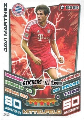 Cromo Javi Martínez - German Fussball Bundesliga 2013-2014. Match Attax - Topps