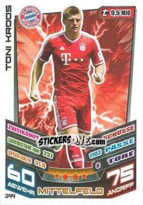 Sticker Toni Kroos - German Fussball Bundesliga 2013-2014. Match Attax n. 244 - Topps
