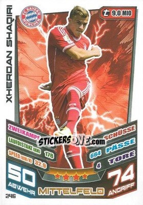 Sticker Xherdan Shaqiri - German Fussball Bundesliga 2013-2014. Match Attax n. 246 - Topps