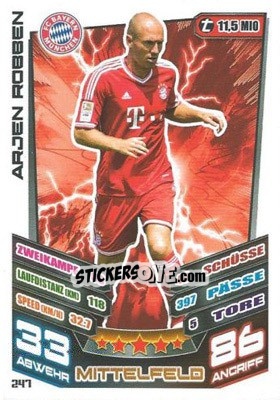 Sticker Arjen Robben - German Fussball Bundesliga 2013-2014. Match Attax n. 247 - Topps