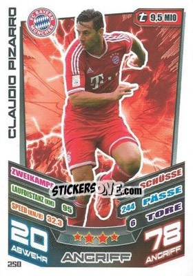 Sticker Claudio Pizarro - German Fussball Bundesliga 2013-2014. Match Attax - Topps