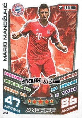 Sticker Mario Mandžukic - German Fussball Bundesliga 2013-2014. Match Attax - Topps