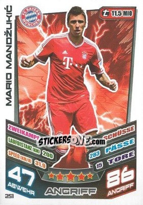Sticker Mario Mandžukic - German Fussball Bundesliga 2013-2014. Match Attax n. 251 - Topps