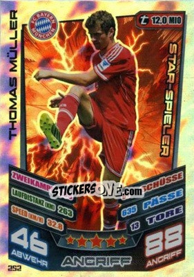 Sticker Thomas Müller - German Fussball Bundesliga 2013-2014. Match Attax n. 252 - Topps