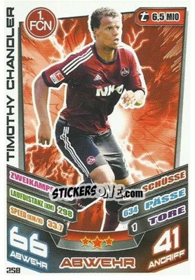 Sticker Timothy Chandler - German Fussball Bundesliga 2013-2014. Match Attax n. 258 - Topps