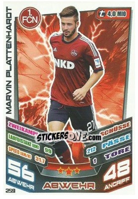 Sticker Marvin Plattenhardt - German Fussball Bundesliga 2013-2014. Match Attax - Topps