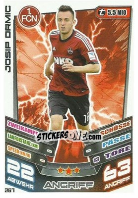 Sticker Josip Drmic - German Fussball Bundesliga 2013-2014. Match Attax n. 267 - Topps