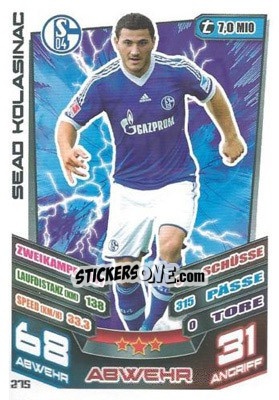 Sticker Sead Kolasinac - German Fussball Bundesliga 2013-2014. Match Attax n. 275 - Topps