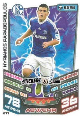 Sticker Kyriakos Papadopoulos - German Fussball Bundesliga 2013-2014. Match Attax n. 277 - Topps