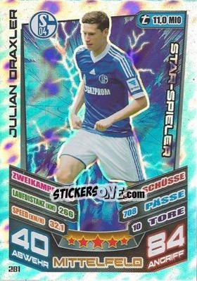 Sticker Julian Draxler - German Fussball Bundesliga 2013-2014. Match Attax n. 281 - Topps