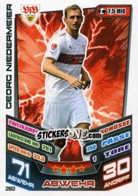 Sticker Georg Niedermeier - German Fussball Bundesliga 2013-2014. Match Attax n. 292 - Topps