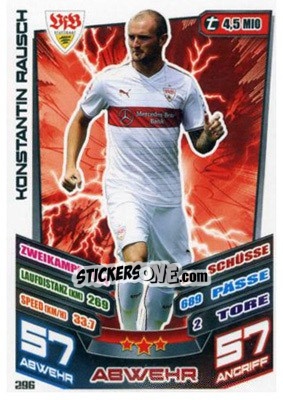 Sticker Konstantin Rausch - German Fussball Bundesliga 2013-2014. Match Attax n. 296 - Topps