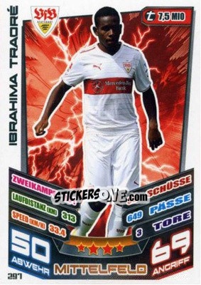 Sticker Ibrahima Traoré - German Fussball Bundesliga 2013-2014. Match Attax n. 297 - Topps