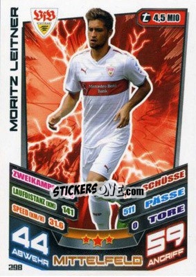 Sticker Moritz Leitner - German Fussball Bundesliga 2013-2014. Match Attax n. 298 - Topps
