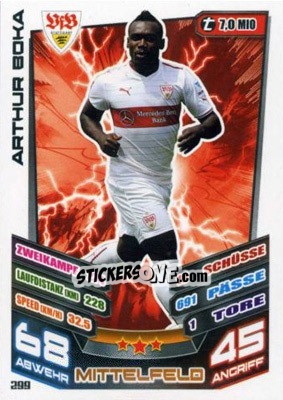 Sticker Arthur Boka - German Fussball Bundesliga 2013-2014. Match Attax n. 299 - Topps