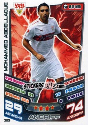Sticker Mohammed Abdellaoue - German Fussball Bundesliga 2013-2014. Match Attax n. 305 - Topps