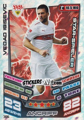 Sticker Vedad Ibisevic - German Fussball Bundesliga 2013-2014. Match Attax n. 306 - Topps