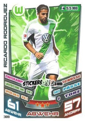 Sticker Ricardo Rodriguez - German Fussball Bundesliga 2013-2014. Match Attax n. 309 - Topps