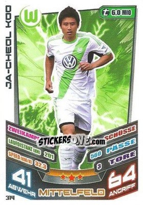 Sticker Ja-Cheol Koo - German Fussball Bundesliga 2013-2014. Match Attax n. 314 - Topps