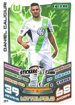 Sticker Daniel Caligiuri - German Fussball Bundesliga 2013-2014. Match Attax n. 317 - Topps