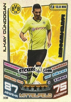 Sticker Ilkay Gündogan - German Fussball Bundesliga 2013-2014. Match Attax n. 338 - Topps