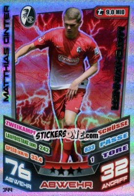 Sticker Matthias Ginter - German Fussball Bundesliga 2013-2014. Match Attax n. 344 - Topps