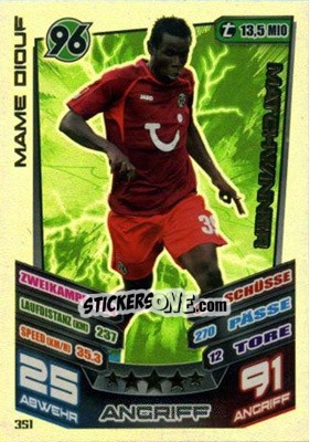 Sticker Mame Diouf - German Fussball Bundesliga 2013-2014. Match Attax n. 351 - Topps