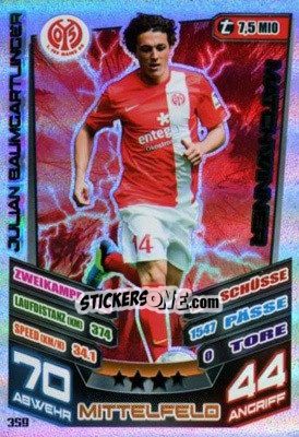 Sticker Julian Baumgartlinger - German Fussball Bundesliga 2013-2014. Match Attax - Topps