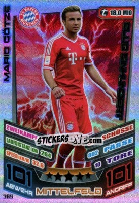 Sticker Mario Götze - German Fussball Bundesliga 2013-2014. Match Attax n. 365 - Topps