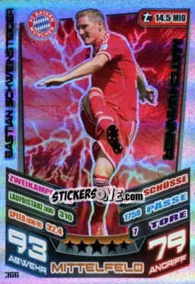 Sticker Bastian Schweinsteiger - German Fussball Bundesliga 2013-2014. Match Attax n. 366 - Topps