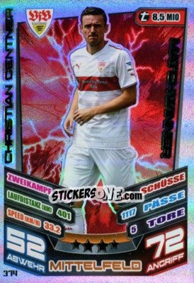 Sticker Christian Gentner - German Fussball Bundesliga 2013-2014. Match Attax n. 374 - Topps
