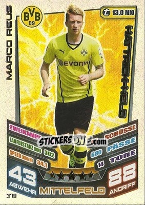 Sticker Marco Reus - German Fussball Bundesliga 2013-2014. Match Attax n. 379 - Topps
