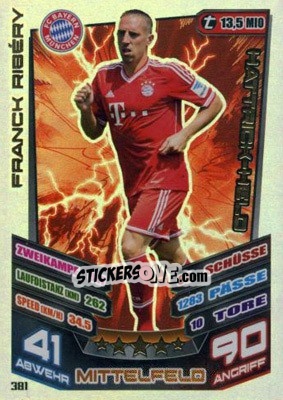 Sticker Franck Ribéry - German Fussball Bundesliga 2013-2014. Match Attax n. 381 - Topps