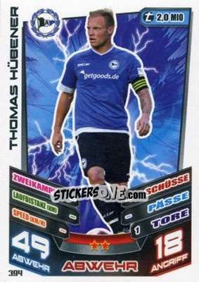Sticker Thomas Hübener - German Fussball Bundesliga 2013-2014. Match Attax n. 394 - Topps