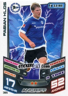 Sticker Fabian Klos - German Fussball Bundesliga 2013-2014. Match Attax n. 395 - Topps