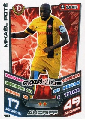 Cromo Mikaél Poté - German Fussball Bundesliga 2013-2014. Match Attax - Topps