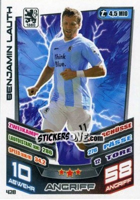 Sticker Benjamin Lauth - German Fussball Bundesliga 2013-2014. Match Attax - Topps