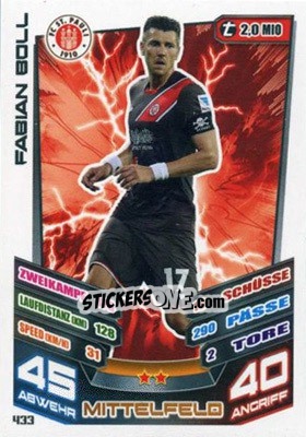 Sticker Fabian Boll - German Fussball Bundesliga 2013-2014. Match Attax - Topps