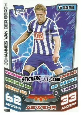 Sticker Johannes Van Der Bergh - German Fussball Bundesliga 2013-2014. Match Attax - Topps