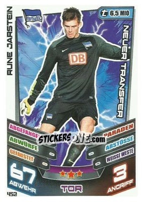 Sticker Rune Jarstein - German Fussball Bundesliga 2013-2014. Match Attax n. 452 - Topps