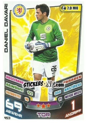 Sticker Daniel Davari - German Fussball Bundesliga 2013-2014. Match Attax n. 453 - Topps